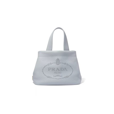 PRADA PERFORATED LOGO SMALL TOTE BAG IN CALF LEATHER 1BC384 (32*24*14cm)  PRADA PERFORATED LOGO SMALL TOTE BAG IN CALF LEATHER 1BC384 (32*24*14cm)